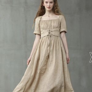 Elizabeth 30 | Nude Linen Corset Dress